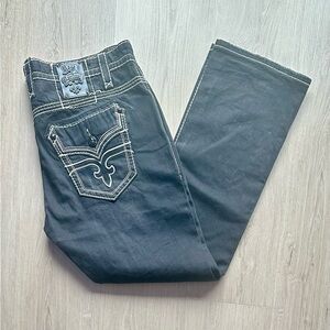 Men's Black Rock Revival Jeans with Embroidered Pockets
